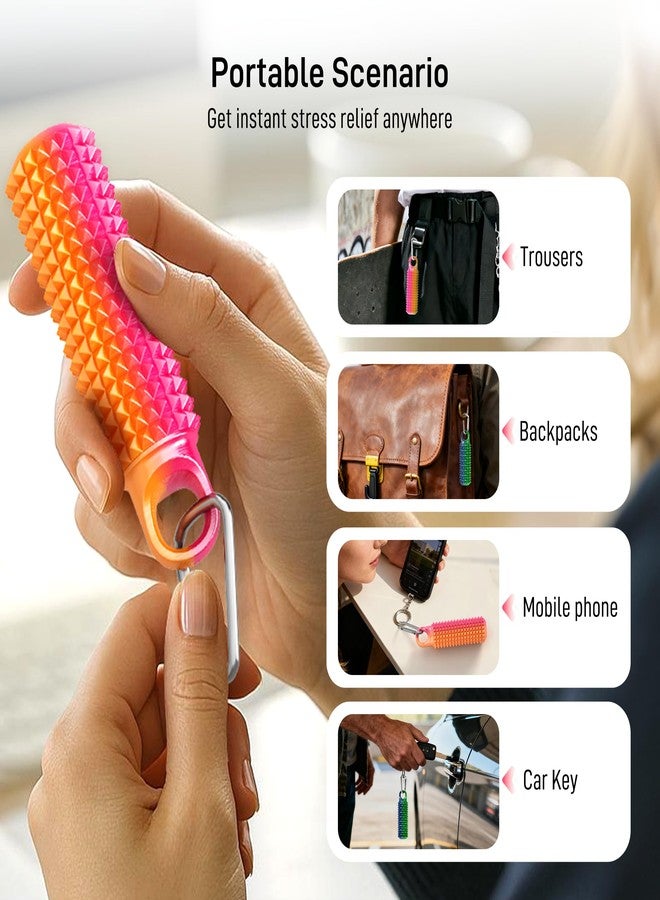 Omilly 2 Pack Little Ouchies Pain Fidget Toy with Adjustable Weight & Carabiner, 3D Printed Spiky Sensory Keychain for Anxiety Relief and Focus - Portable Stress Relief Tool for Adults, Teens, Skin Picking - Image 5